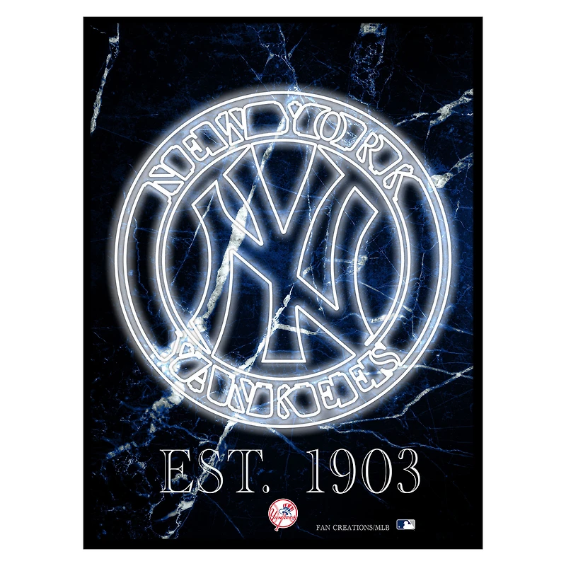 Black New York Yankees 12'' x 16'' Framed Circle Logo Print