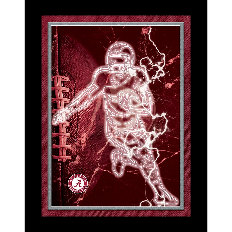 Black Alabama Crimson Tide 12'' x 16'' Framed Neon Player Print