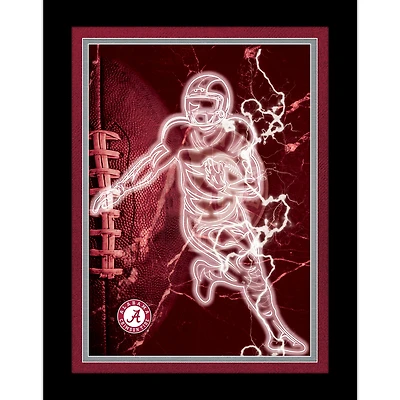 Black Alabama Crimson Tide 12'' x 16'' Framed Neon Player Print