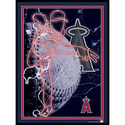 Black Los Angeles Angels 12'' x 16'' Framed Neon Player Print