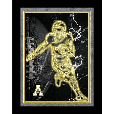 Black Appalachian State Mountaineers 12'' x 16'' Framed Neon Player Print