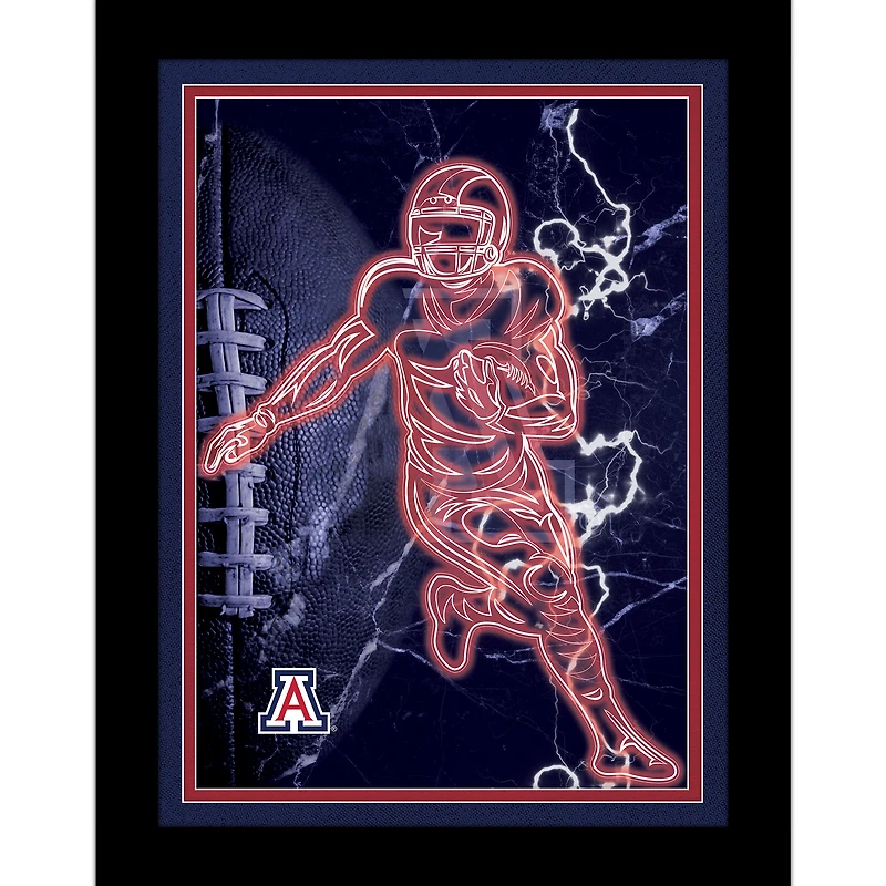 Black Arizona Wildcats 12'' x 16'' Framed Neon Player Print
