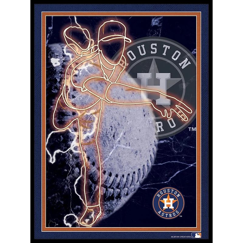 Black Houston Astros 12'' x 16'' Framed Neon Player Print