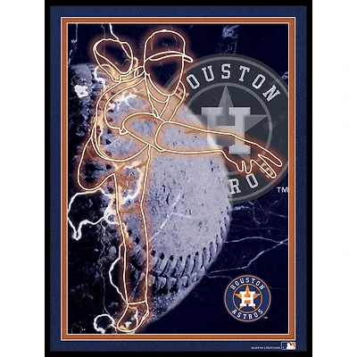 Black Houston Astros 12'' x 16'' Framed Neon Player Print