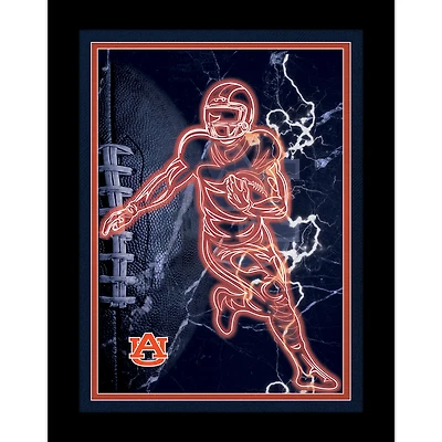 Black Auburn Tigers 12'' x 16'' Framed Neon Player Print