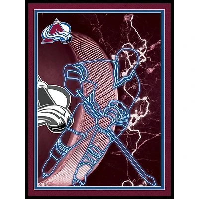 Black Colorado Avalanche 12'' x 16'' Framed Neon Player Print