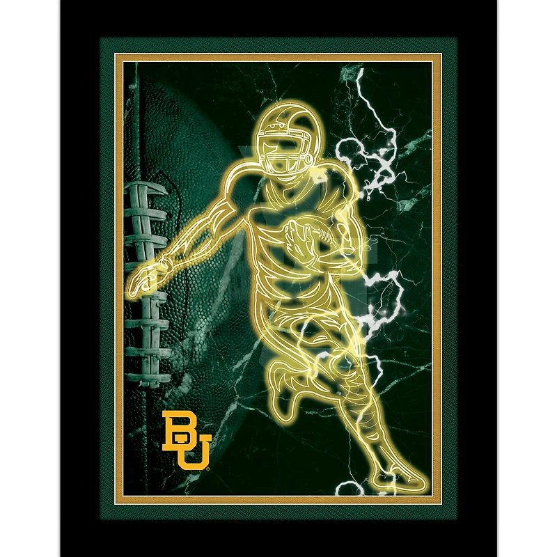 Black Baylor Bears 12'' x 16'' Framed Neon Player Print