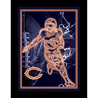Black Chicago Bears 12'' x 16'' Framed Neon Player Print
