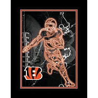 Black Cincinnati Bengals 12'' x 16'' Framed Neon Player Print