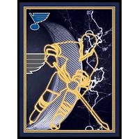 Black St. Louis Blues 12'' x 16'' Framed Neon Player Print