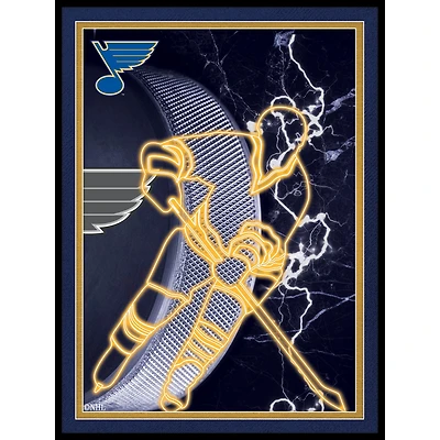Black St. Louis Blues 12'' x 16'' Framed Neon Player Print