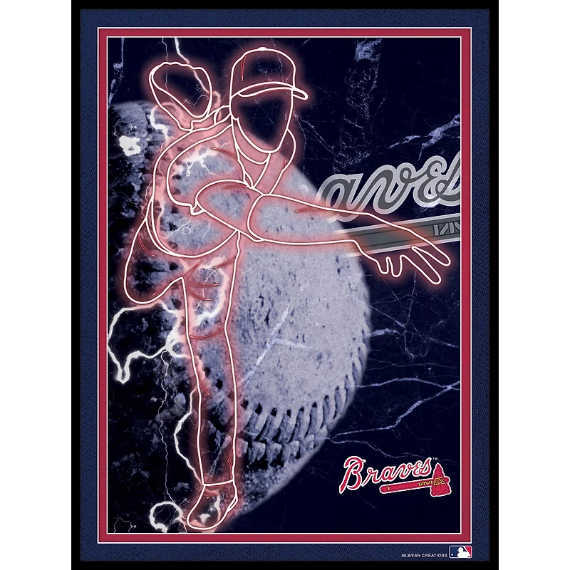 Black Atlanta Braves 12'' x 16'' Framed Neon Player Print
