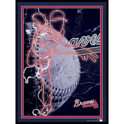 Black Atlanta Braves 12'' x 16'' Framed Neon Player Print