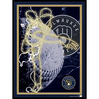 Black Milwaukee Brewers 12'' x 16'' Framed Neon Player Print