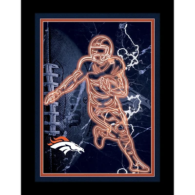 Black Denver Broncos 12'' x 16'' Framed Neon Player Print