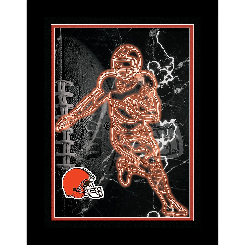 Black Cleveland Browns 12'' x 16'' Framed Neon Player Print