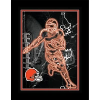 Black Cleveland Browns 12'' x 16'' Framed Neon Player Print