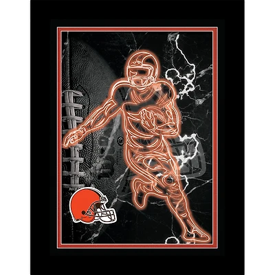 Black Cleveland Browns 12'' x 16'' Framed Neon Player Print