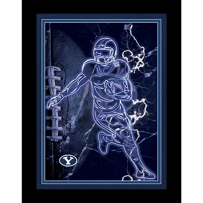Black BYU Cougars 12'' x 16'' Framed Neon Player Print