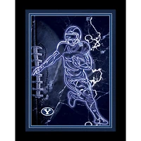 Black BYU Cougars 12'' x 16'' Framed Neon Player Print
