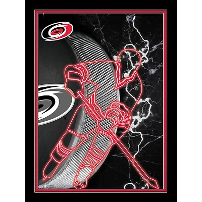 Black Carolina Hurricanes 12'' x 16'' Framed Neon Player Print