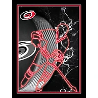 Black Carolina Hurricanes 12'' x 16'' Framed Neon Player Print