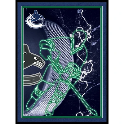 Black Vancouver Canucks 12'' x 16'' Framed Neon Player Print