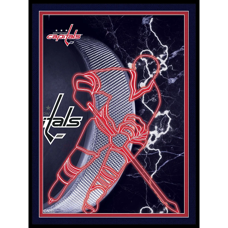 Black Washington Capitals 12'' x 16'' Framed Neon Player Print