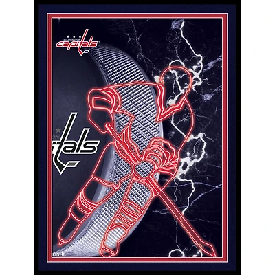 Black Washington Capitals 12'' x 16'' Framed Neon Player Print