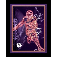 Black Clemson Tigers 12'' x 16'' Framed Neon Player Print