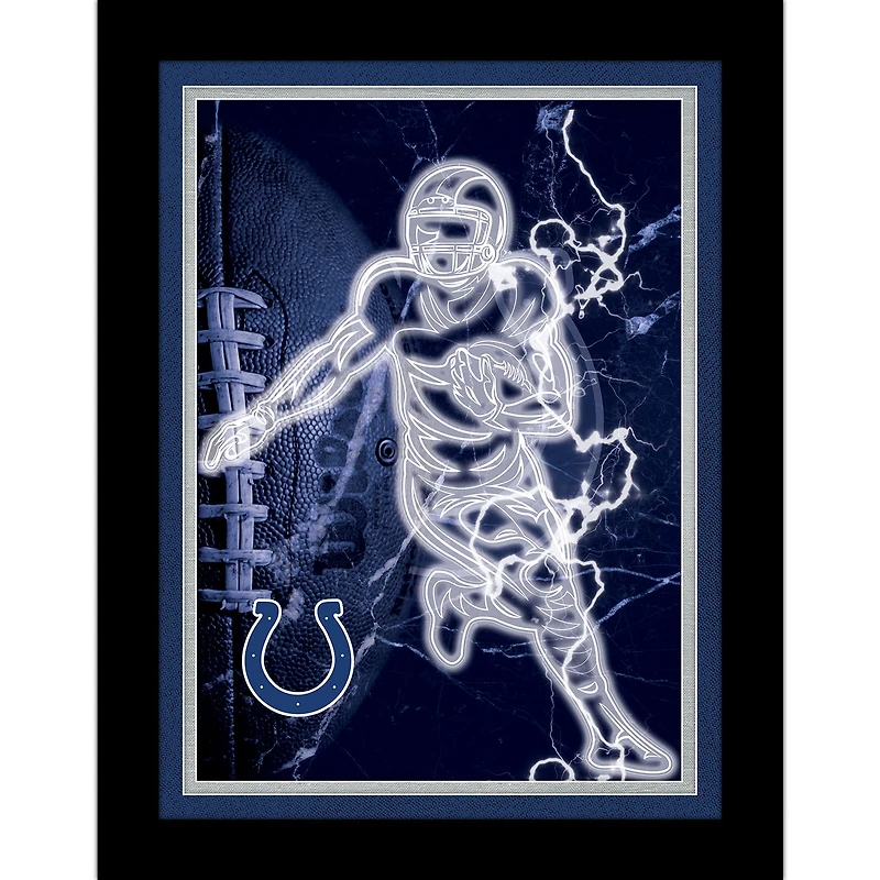Black Indianapolis Colts 12'' x 16'' Framed Neon Player Print