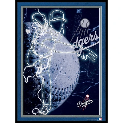 Black Los Angeles Dodgers 12'' x 16'' Framed Neon Player Print