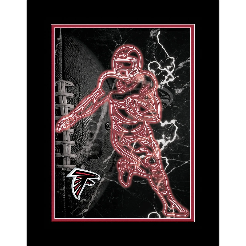 Black Atlanta Falcons 12'' x 16'' Framed Neon Player Print