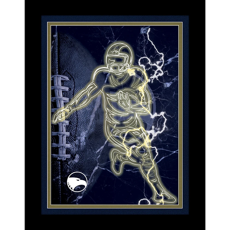 Black Georgia Southern Eagles 12'' x 16'' Framed Neon Player Print