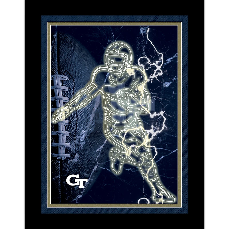 Black Georgia Tech Yellow Jackets 12'' x 16'' Framed Neon Player Print