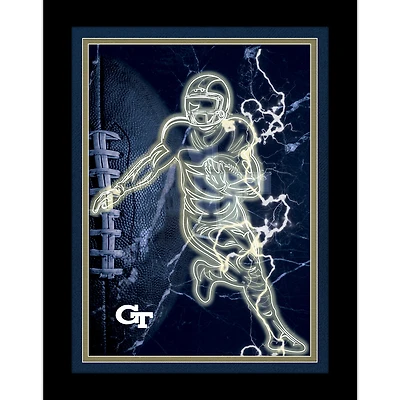 Black Georgia Tech Yellow Jackets 12'' x 16'' Framed Neon Player Print