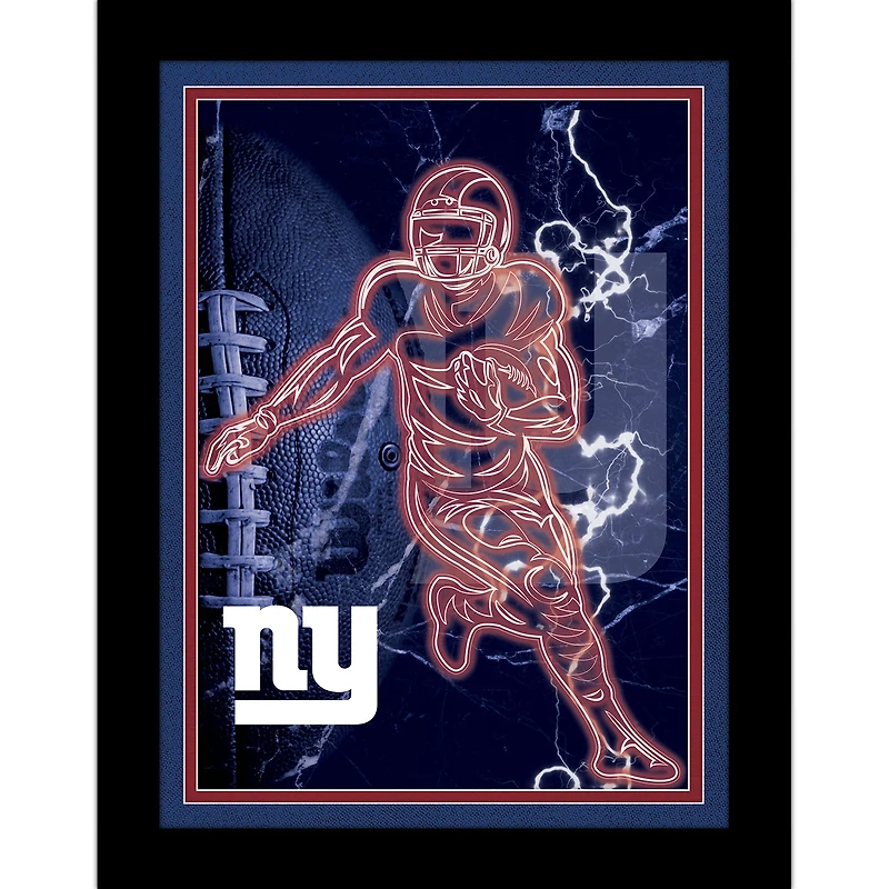 Black New York Giants 12'' x 16'' Framed Neon Player Print