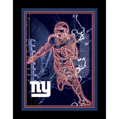Black New York Giants 12'' x 16'' Framed Neon Player Print
