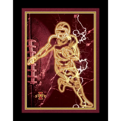 Black Iowa State Cyclones 12'' x 16'' Framed Neon Player Print