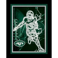 Black New York Jets 12'' x 16'' Framed Neon Player Print