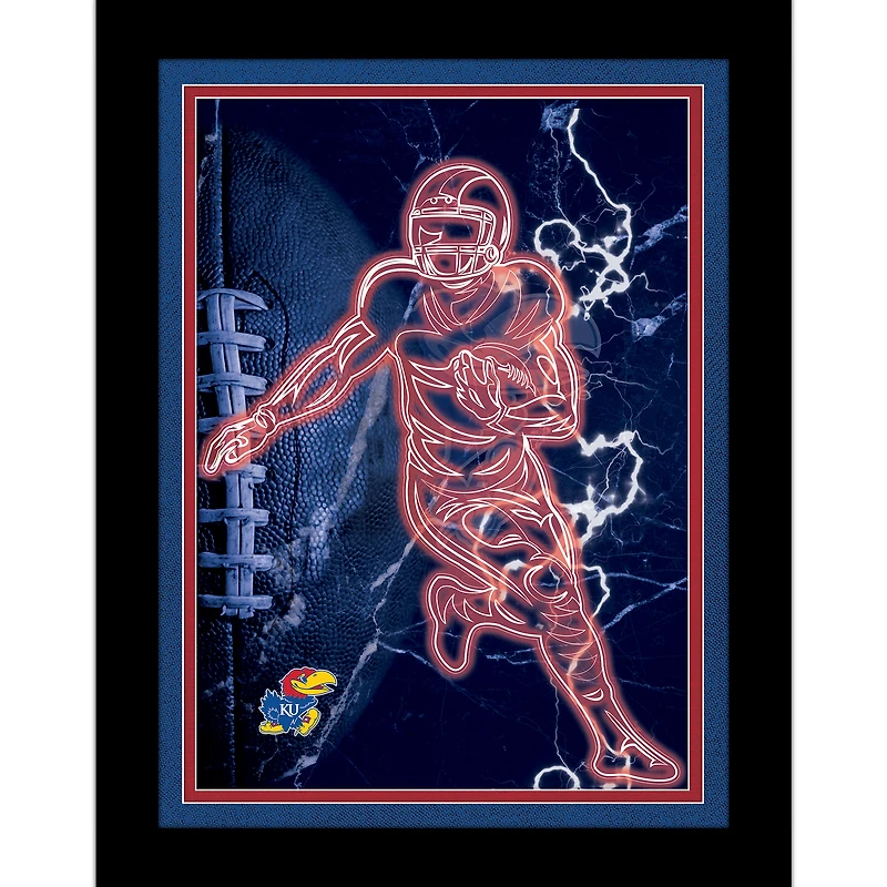Black Kansas Jayhawks 12'' x 16'' Framed Neon Player Print