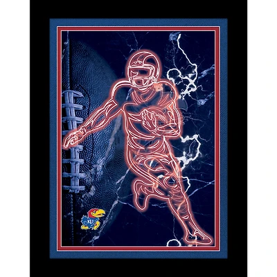 Black Kansas Jayhawks 12'' x 16'' Framed Neon Player Print
