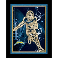 Black Los Angeles Chargers 12'' x 16'' Framed Neon Player Print