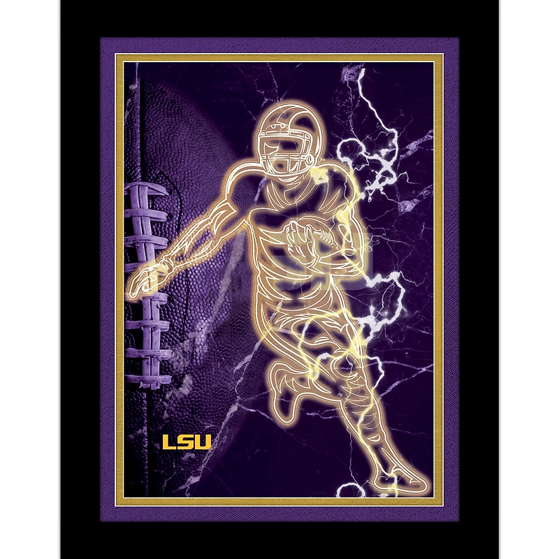 Black LSU Tigers 12'' x 16'' Framed Neon Player Print