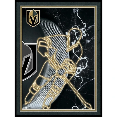 Black Vegas Golden Knights 12'' x 16'' Framed Neon Player Print