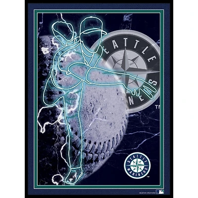 Black Seattle Mariners 12'' x 16'' Framed Neon Player Print