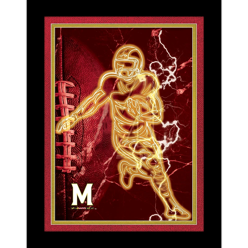 Black Maryland Terrapins 12'' x 16'' Framed Neon Player Print