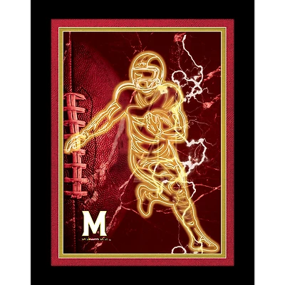 Black Maryland Terrapins 12'' x 16'' Framed Neon Player Print