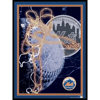 Black New York Mets 12'' x 16'' Framed Neon Player Print