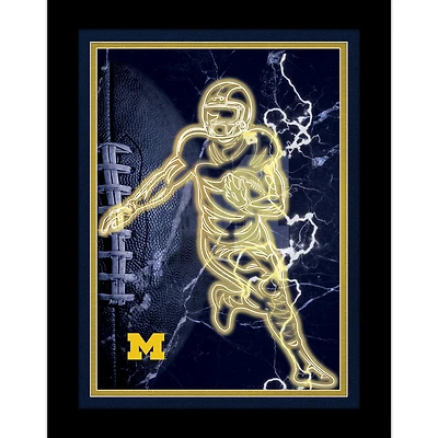Black Michigan Wolverines 12'' x 16'' Framed Neon Player Print